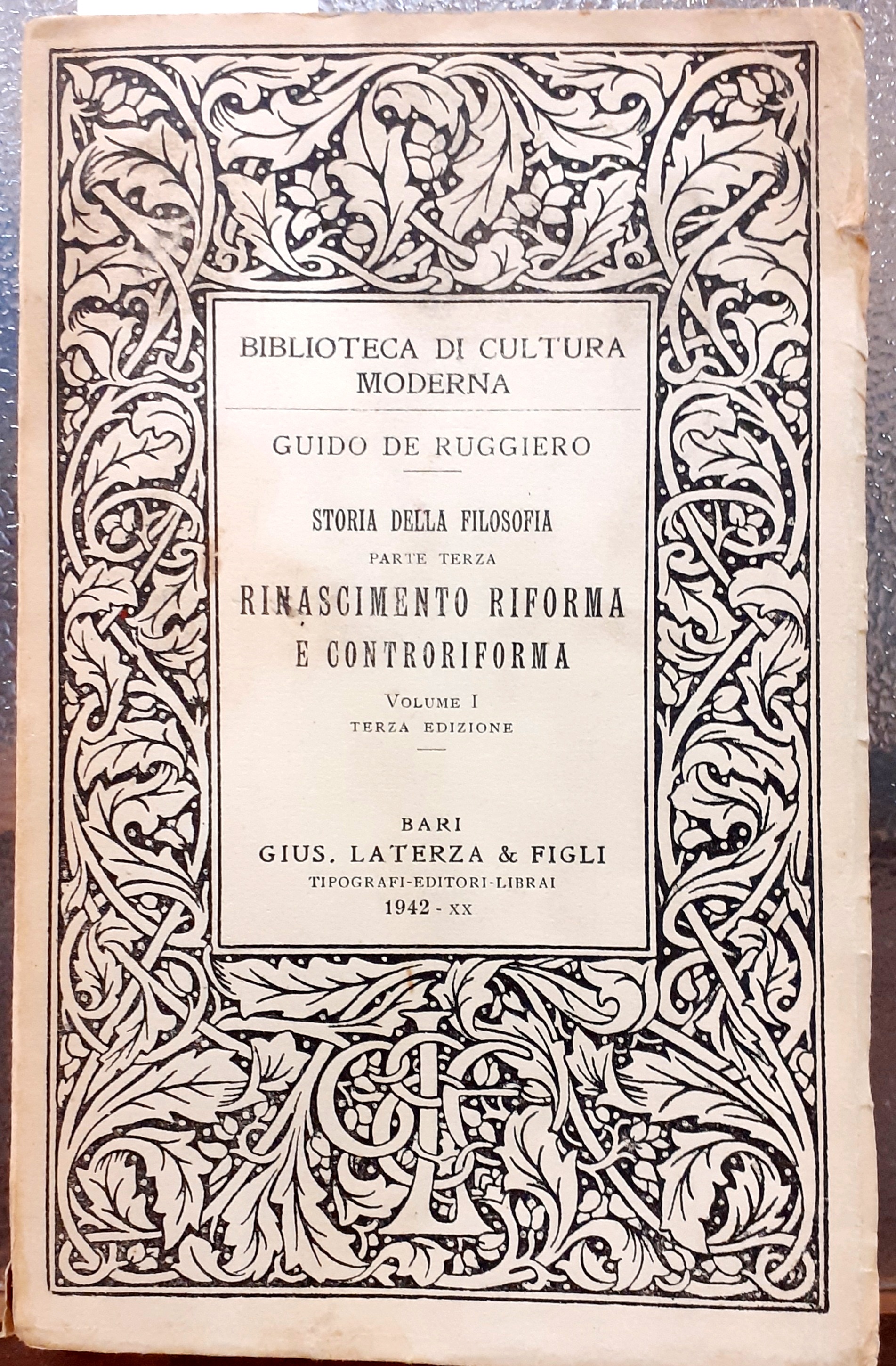 RINASCIMENTO RIFORMA E CONTRORIFORMA. Parte terza. Volume I. Collana: STORIA …