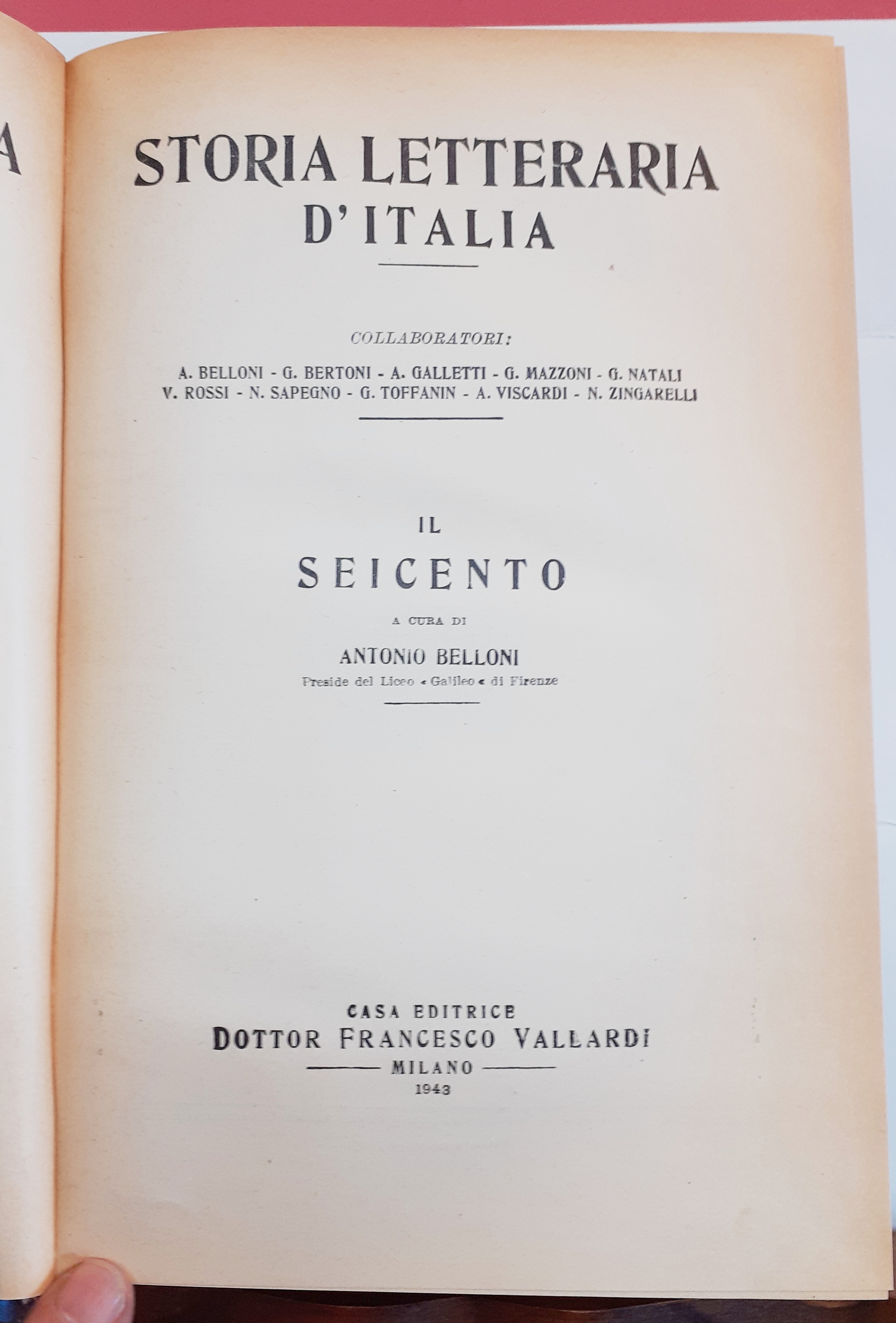 STORIA LETTERARIA D'ITALIA: IL SEICENTO.