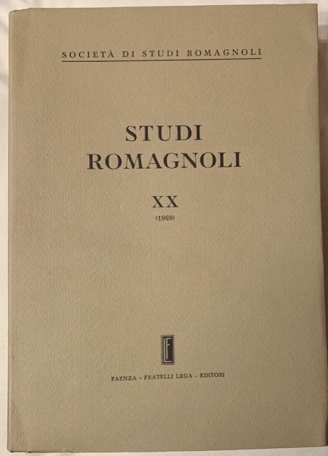 STUDI ROMAGNOLI. XX. (1969). SOCIETA' DI STUDI ROMAGNOLI.