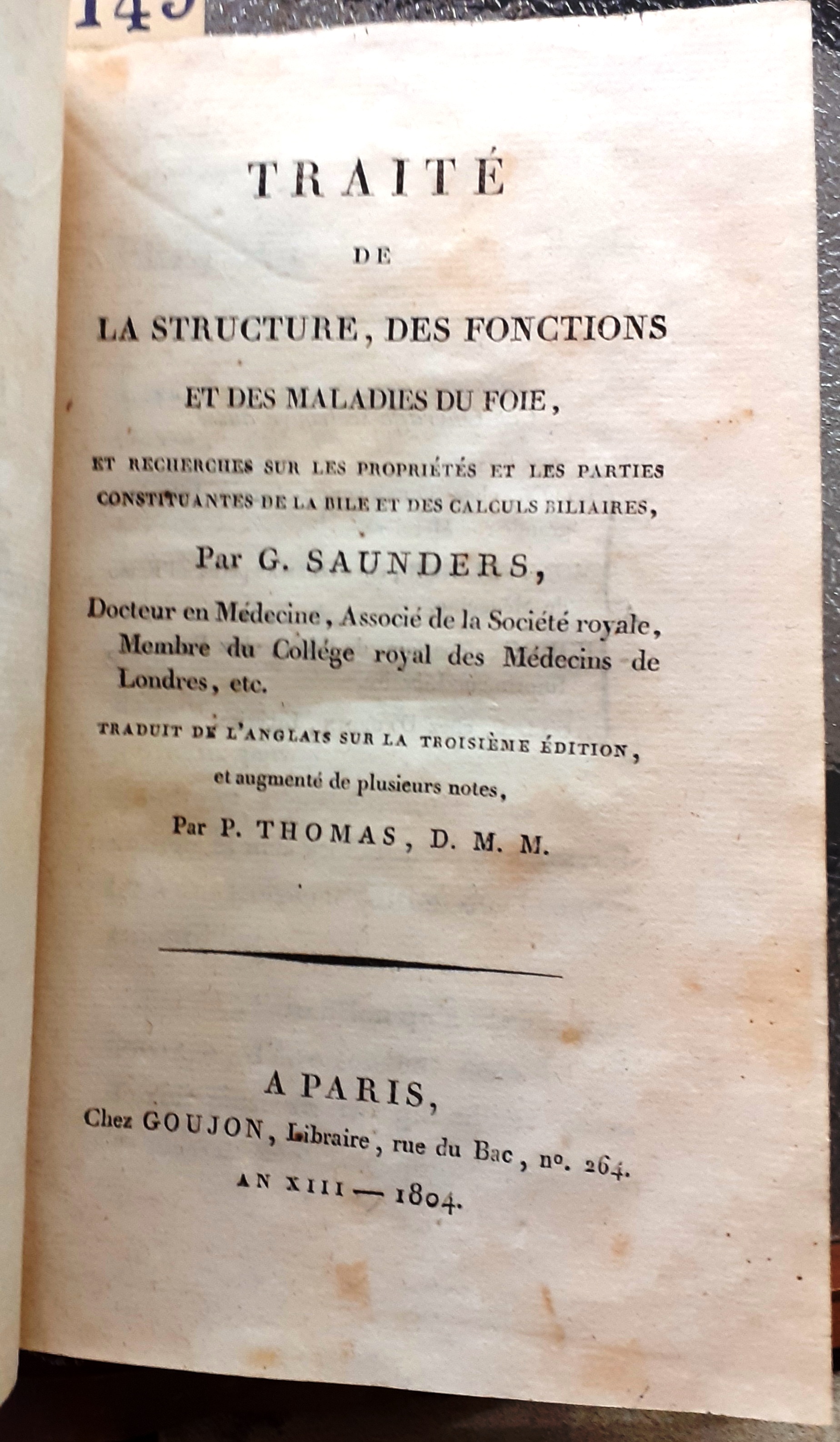 TRAITE' DE LA STRUCTURE, DES FONCTIONS ET DES MALADIES DU …