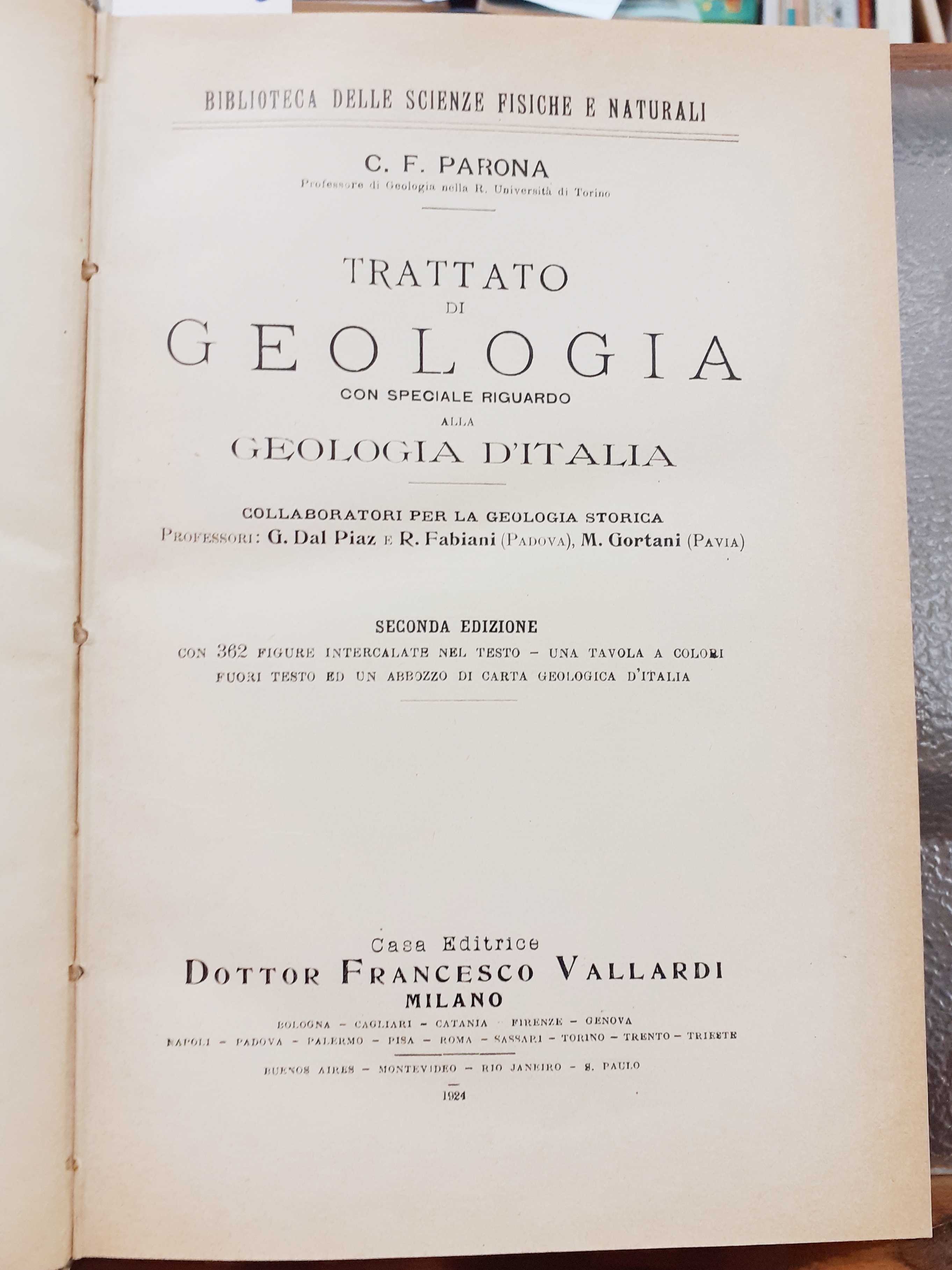 TRATTATO DI GEOLOGIA, CON SPECIALE RIGUARDO ALLA GEOLOGIA D'ITALIA.