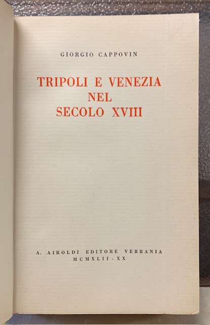 TRIPOLI E VENEZIA NEL SECOLO XVIII.