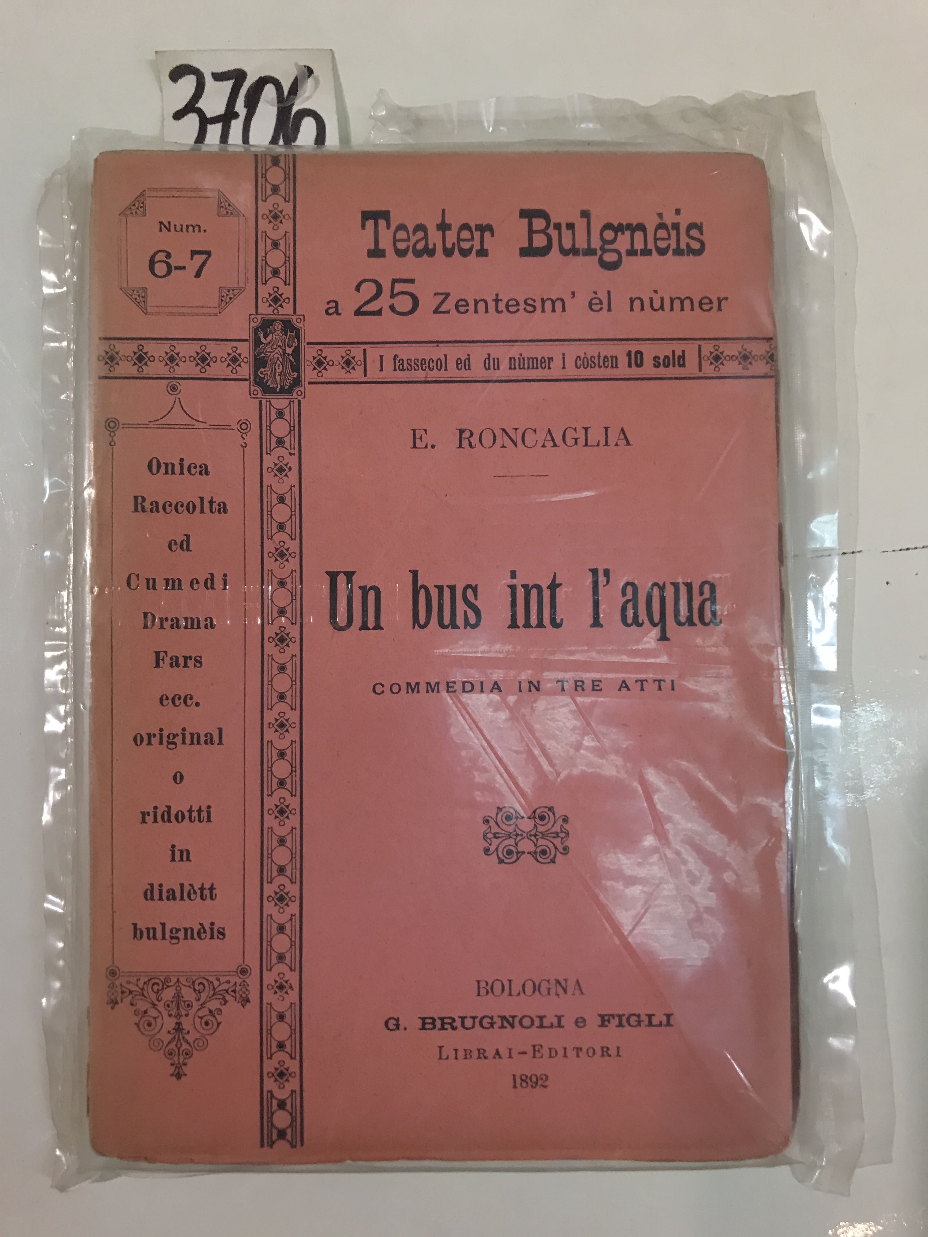 UN BUS INT L'AQUA. Commedia in 3 atti.