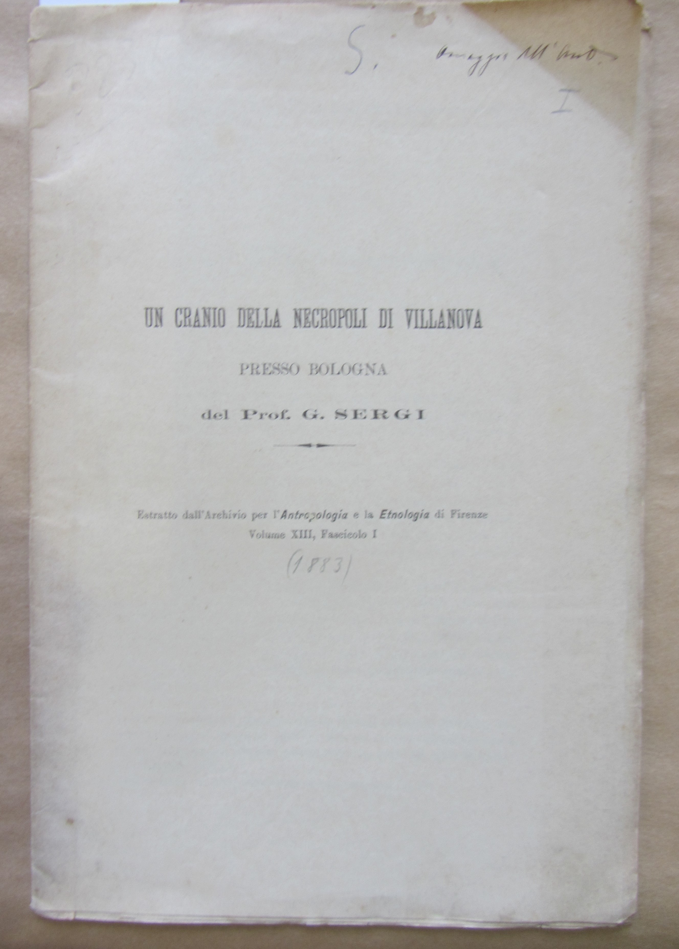 UN CRANIO DELLA NECROPOLI DI VILLANOVA, PRESSO BOLOGNA.