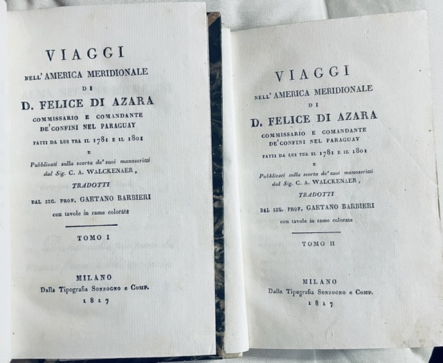 VIAGGI NELL'AMERICA MERIDIONALE DI D. FELICE DI AZARA, COMMISSARIO E …