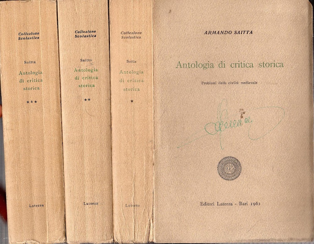 Antologia di critica storica. 3 volumi. Laterza Ed. 1958