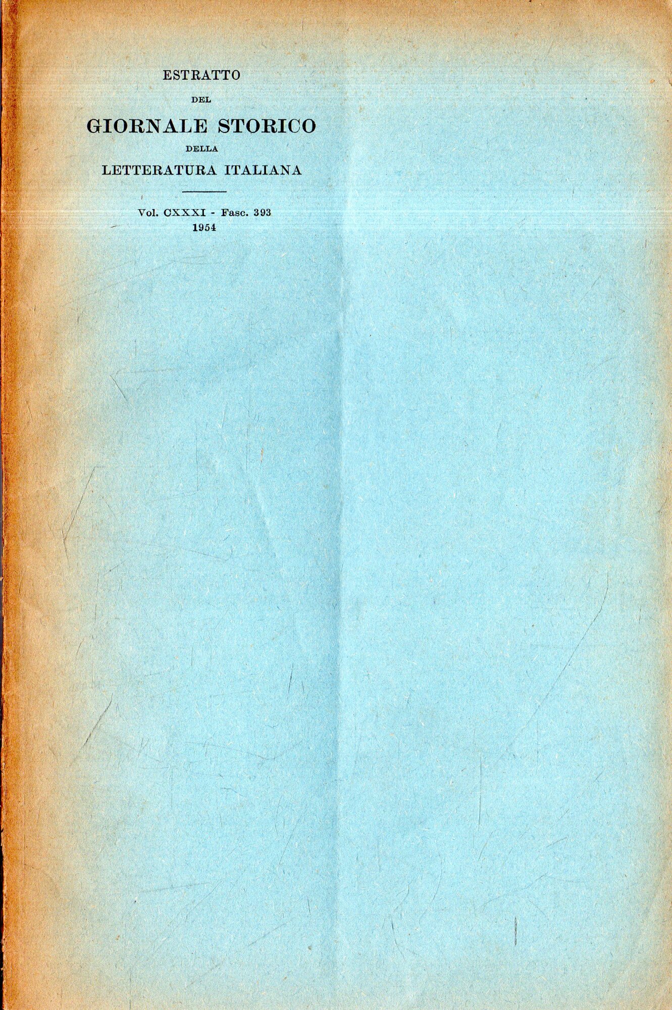 Autografato! Estratto del Giornale Storico della Letteratura Italiana