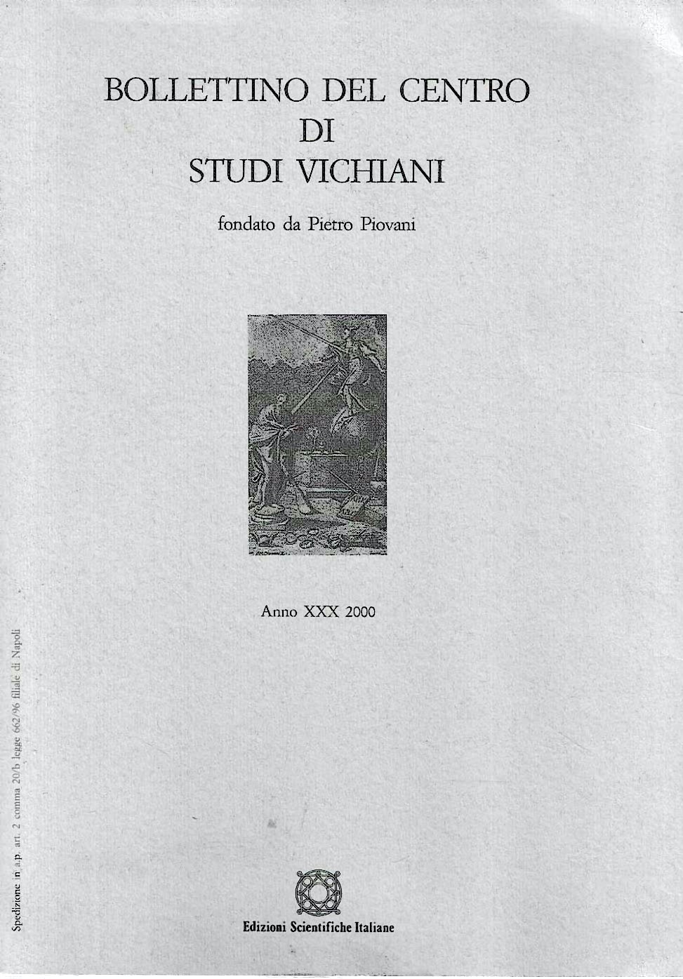Bollettino del Centro di Studi Vichiani, Anno XXX, 2000