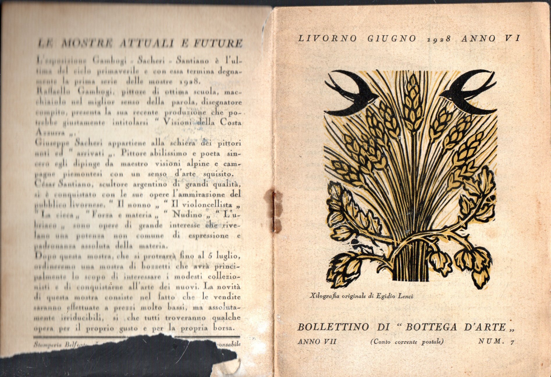 Bollettino di Bottega d'Arte, Livorno, num. 7, giugno 1928.