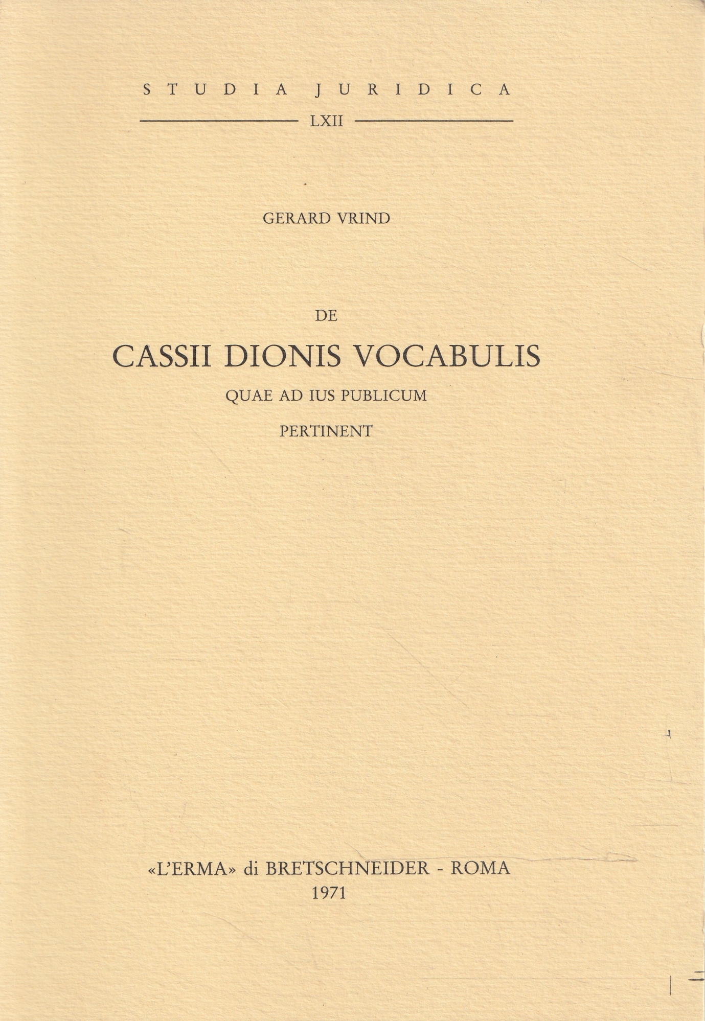 Cassii Dionis vocabulis quae ad ius publicum pertinent