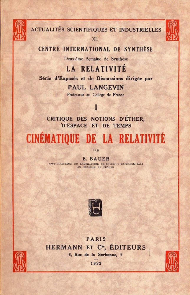 Cinématique de la Relativité