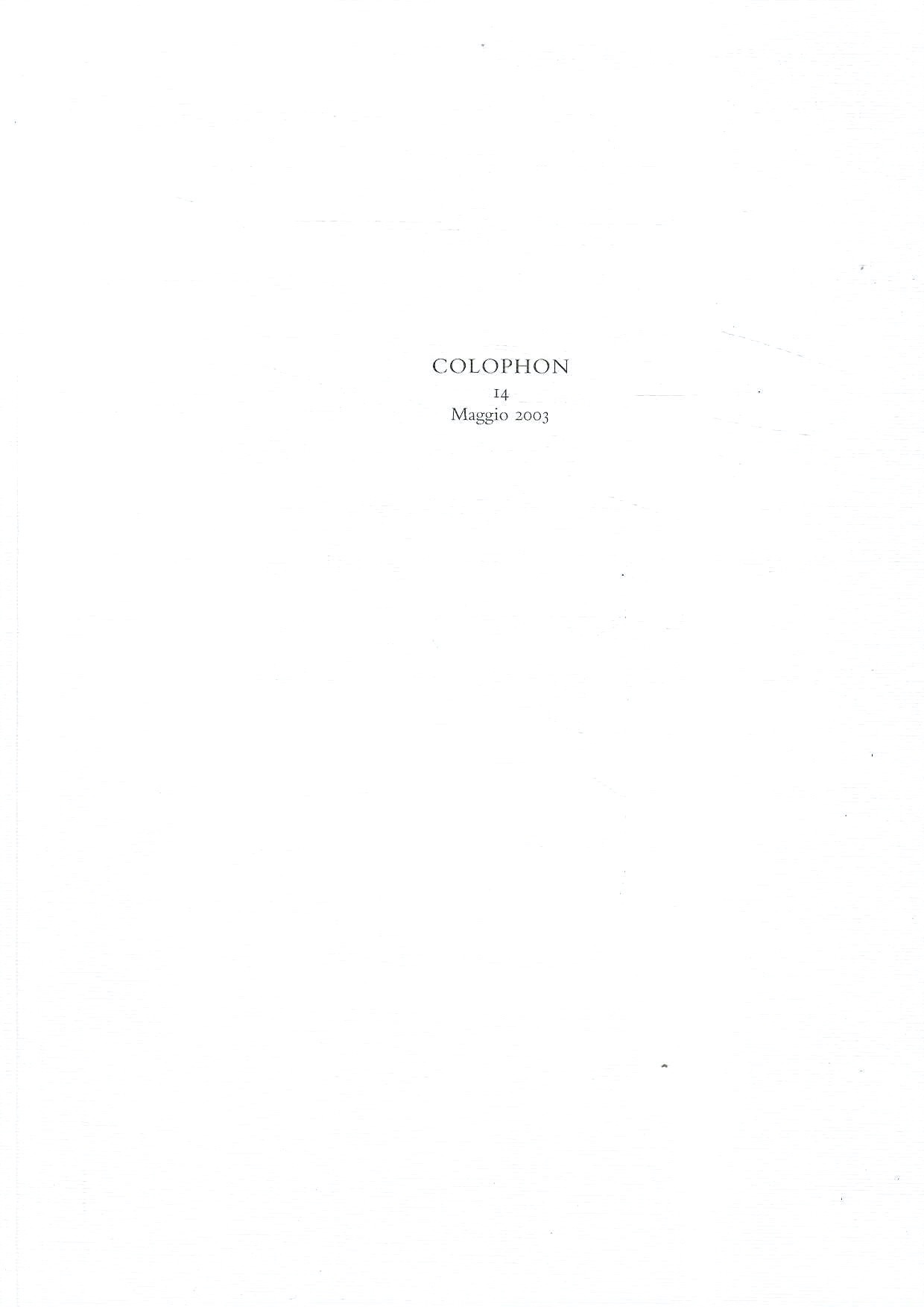 Colophon. Quadrimestrale di libri d'artista e di bei libri n. …