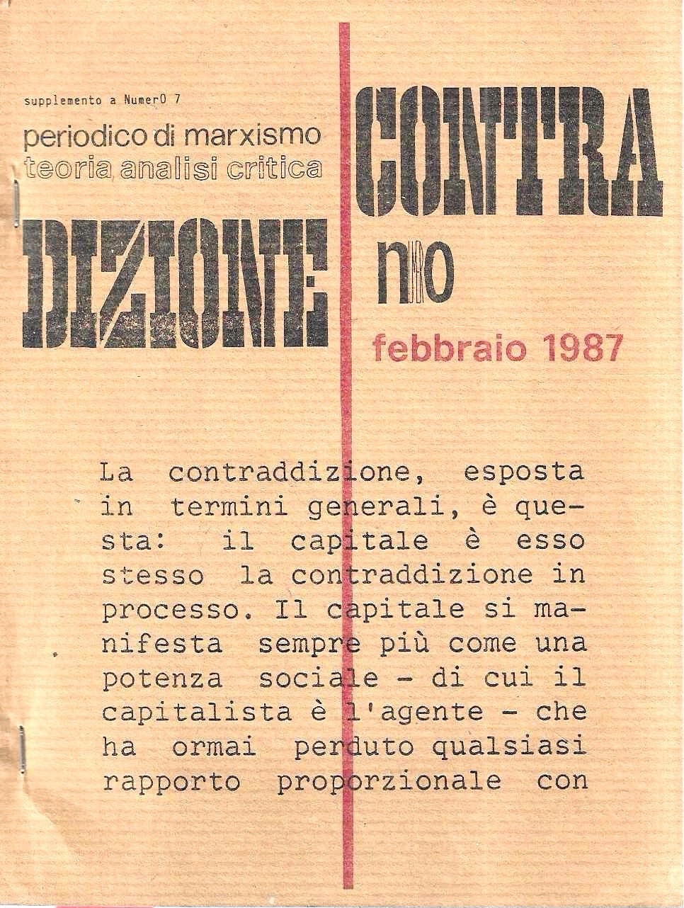 Contra/dizione. Periodico di marxismo teoria analisi critica - N.7 - …