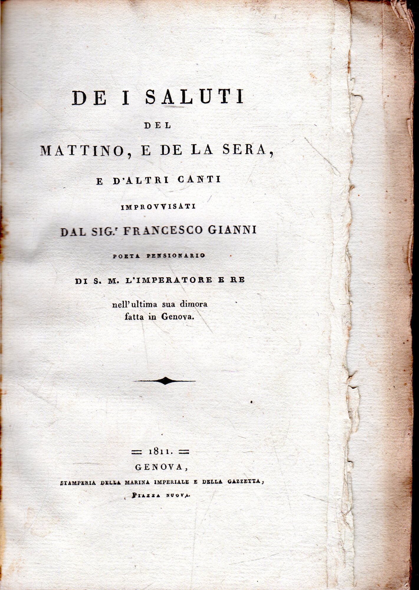 De i saluti del mattino, e de la sera, e …
