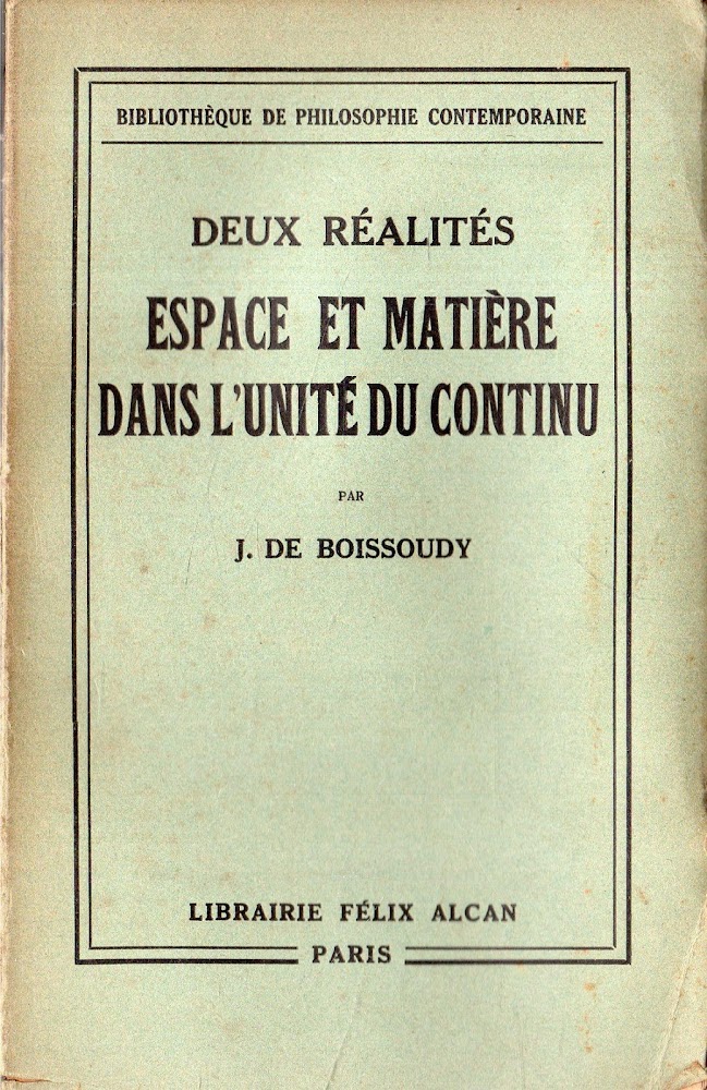 Deux réalités, espace et matière dans l'unité du continu