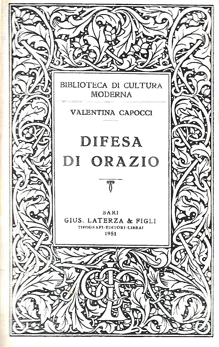 Difesa di Orazio (Collana "Biblioteca di Cultura Moderna")