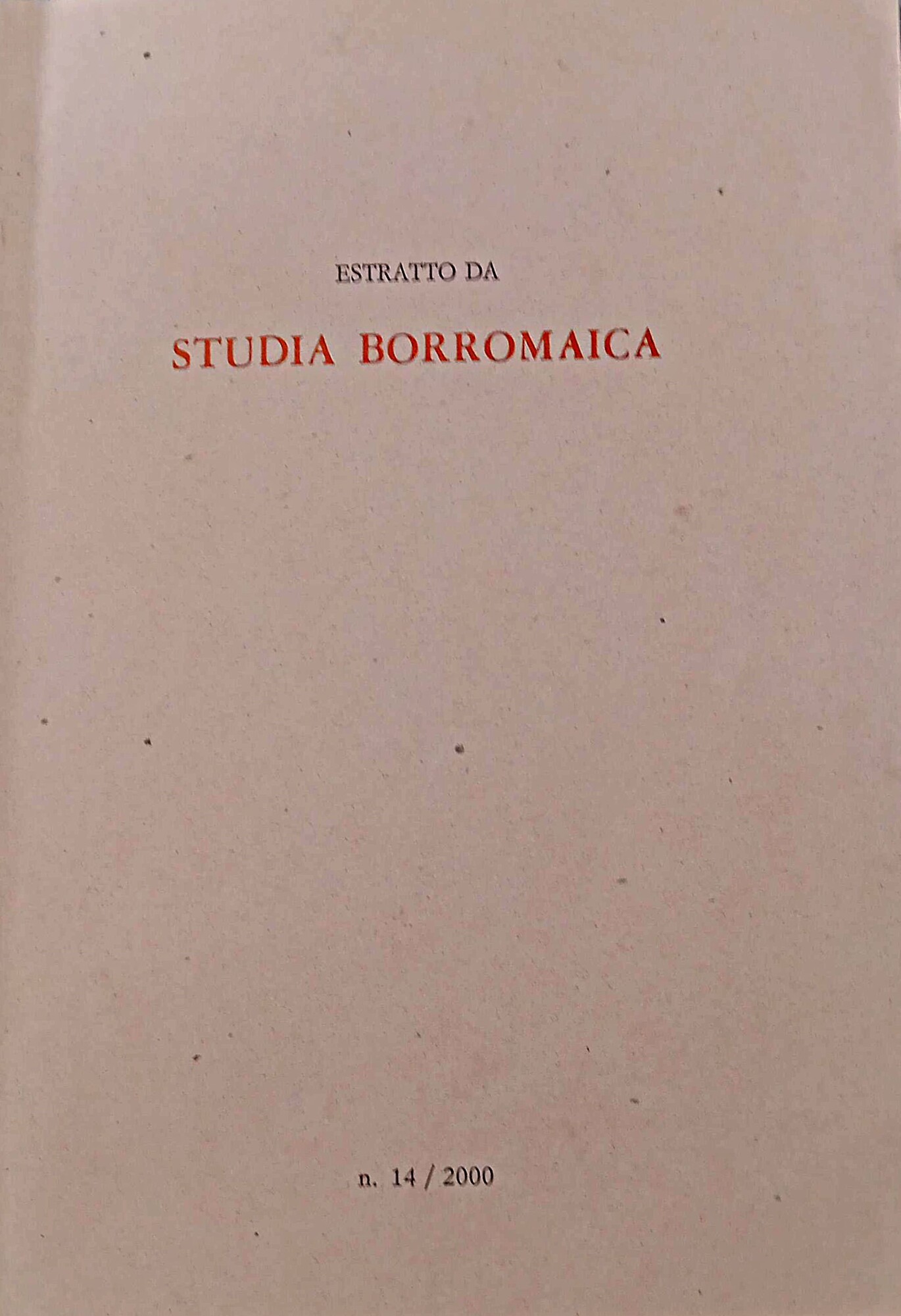 Estratto da Studia Borromaica n.14/2000