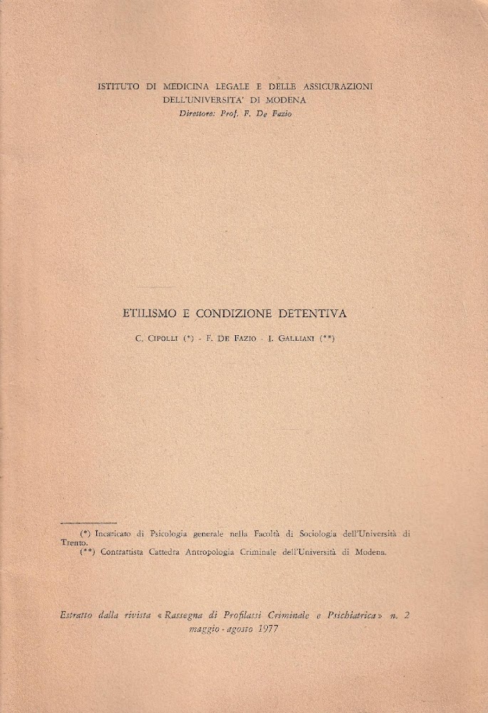 Etilismo e condizione detentiva