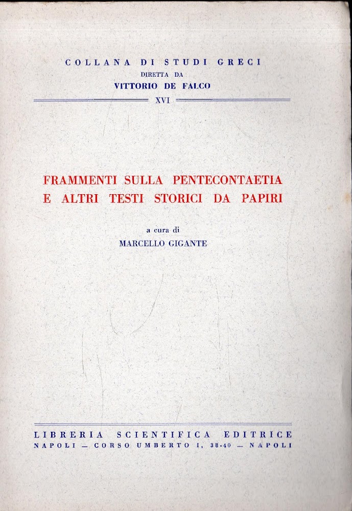 Frammenti sulla Pentecontaetia e altri testi storici da Parigi
