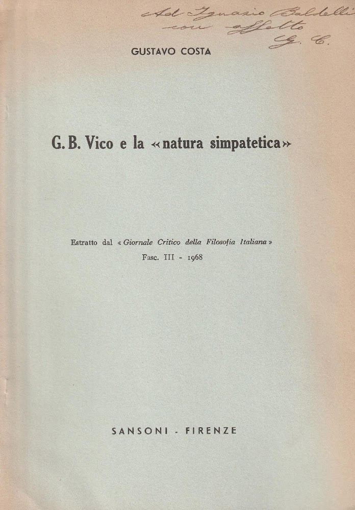 G.B. Vico e la "natura simpatetica" Estratto dal "Giornale Critico …
