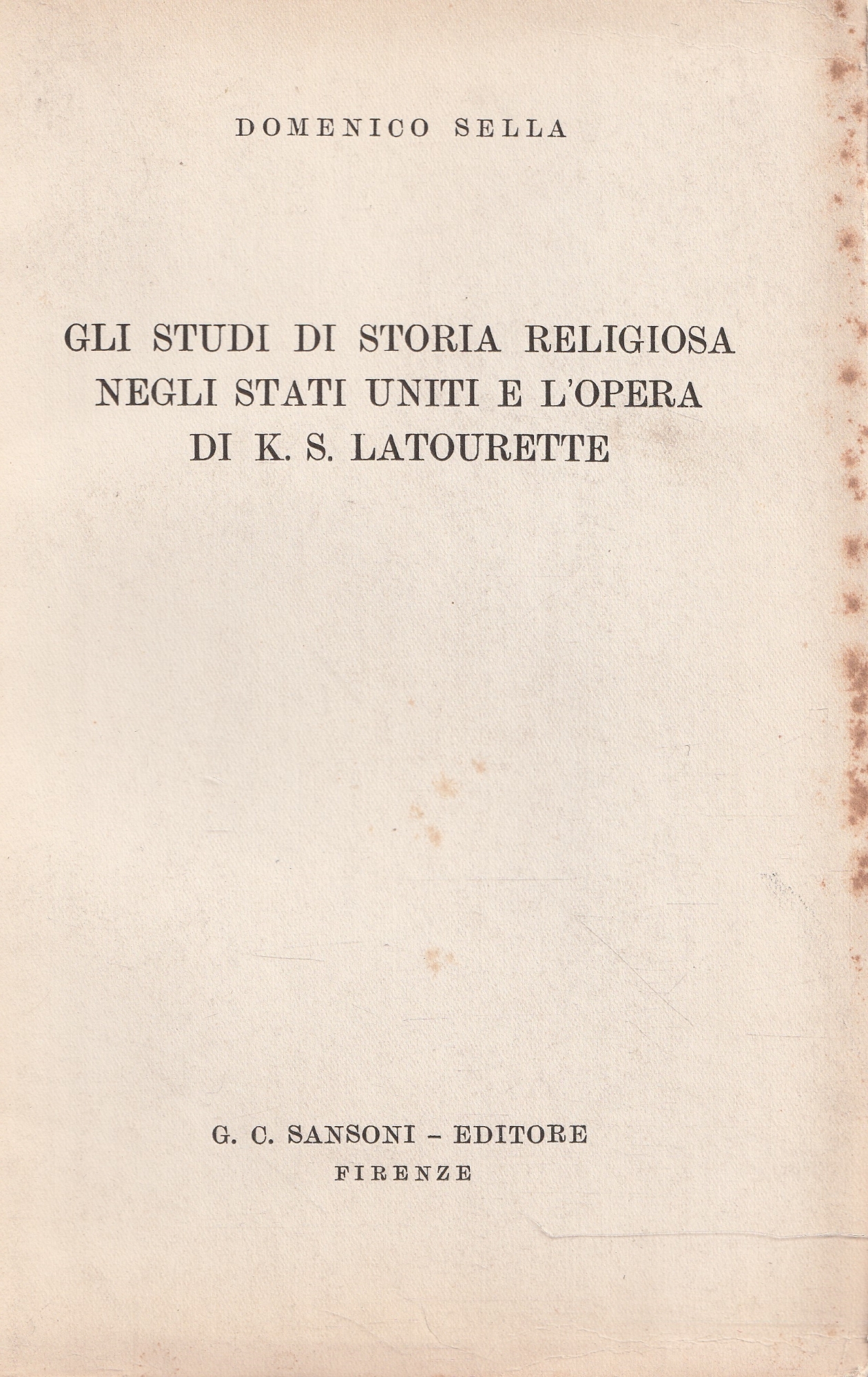 Gli studi di storia religiosa negli Stati Uniti e l'opera …