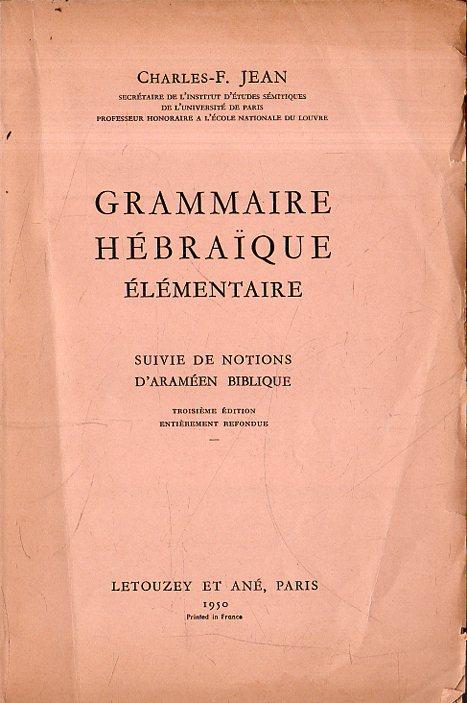 Grammaire Hébraique élémentaire