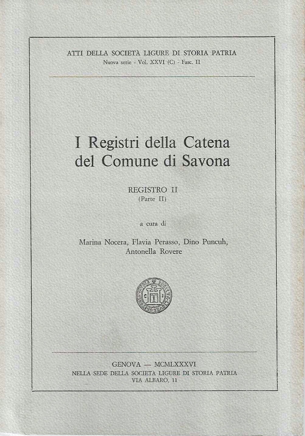 I Registri della Catena del Comune di Savona - Registro …