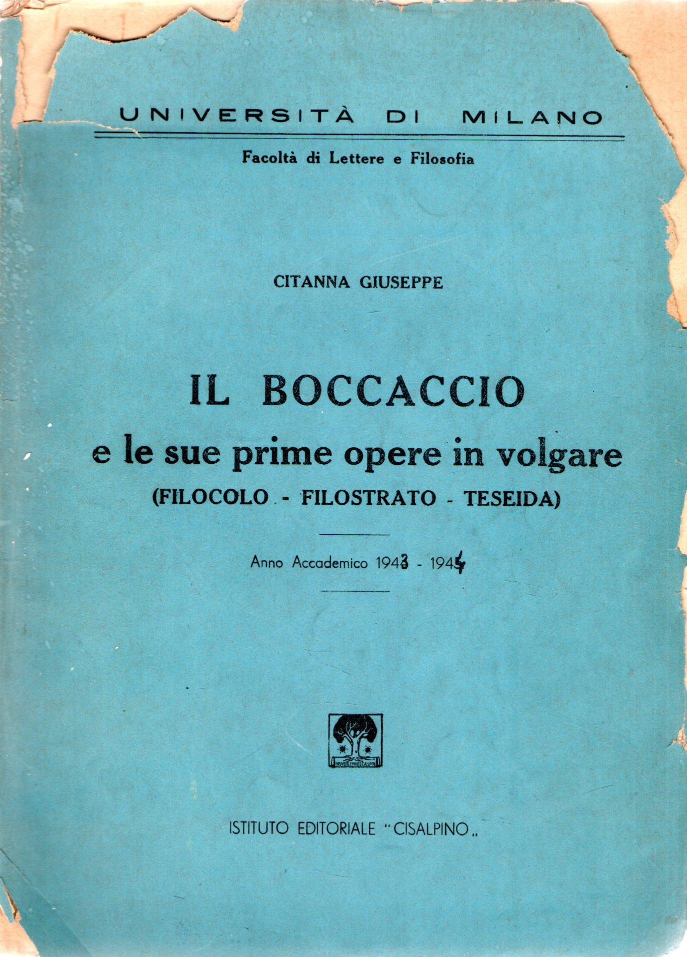 Il Boccaccio e le sue prime opere in volgare