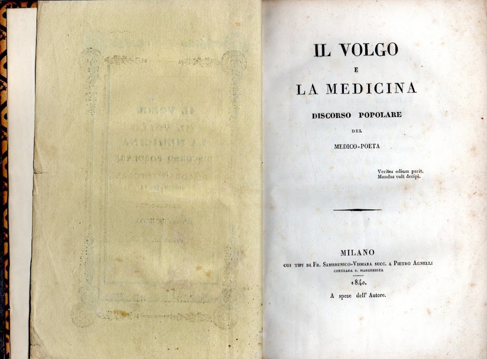 Il volgo e la medicina. Discorso popolare del medico-poeta