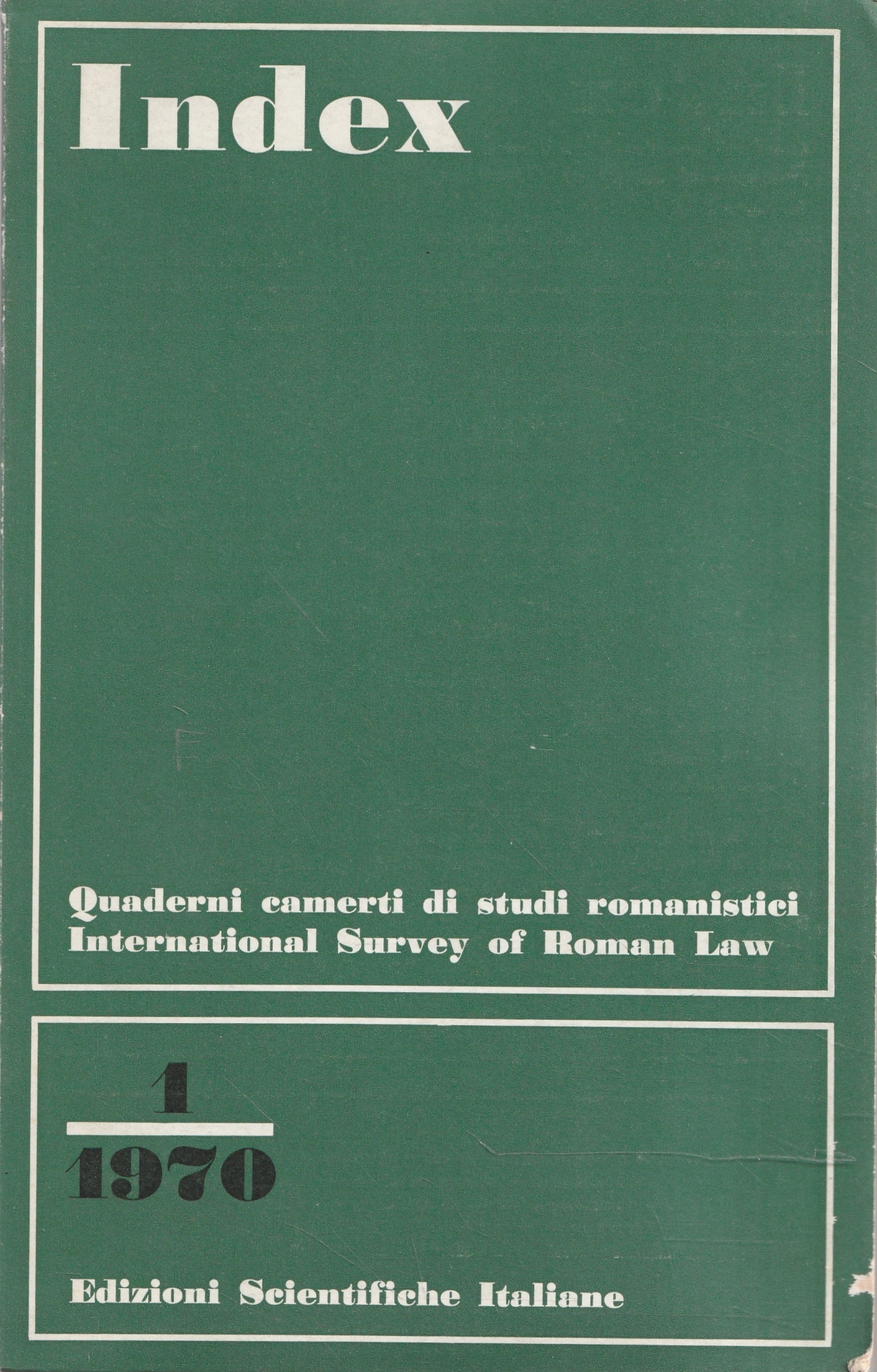 Index. Quaderni camerti di studi romanistici. International Survey Of Roman …
