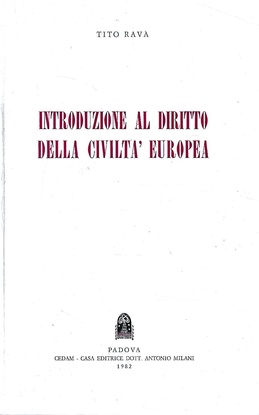 Introduzione al diritto della civiltà europea