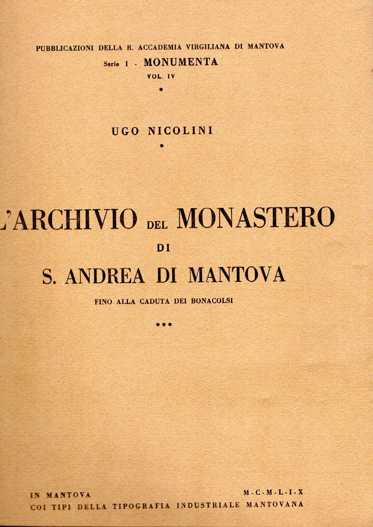 L'Archivio del Monastero di S. Andrea di Mantova fino alla …
