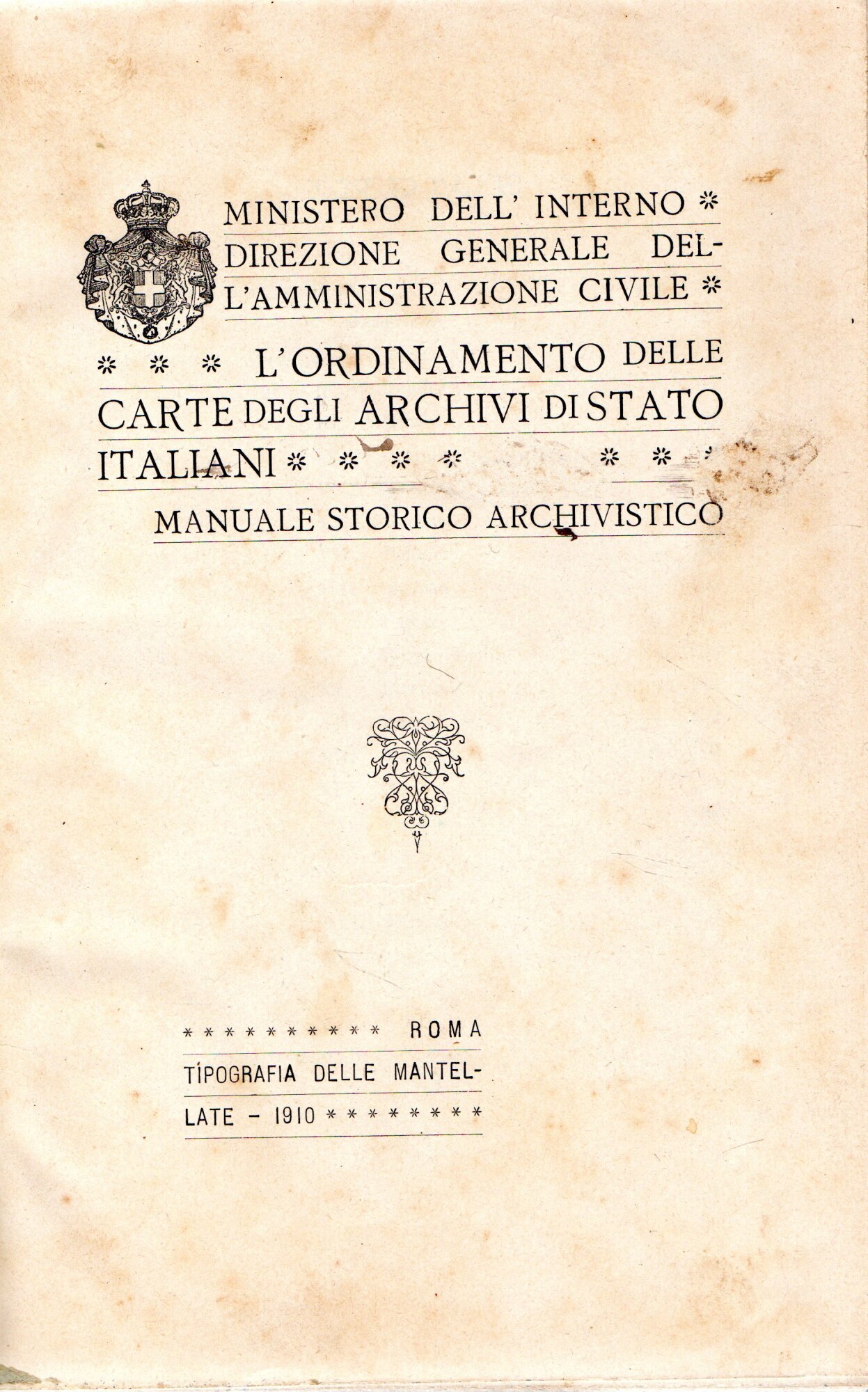 L'Ordinamento delle Carte degli Archivi di Stato Italiani : Manuale …