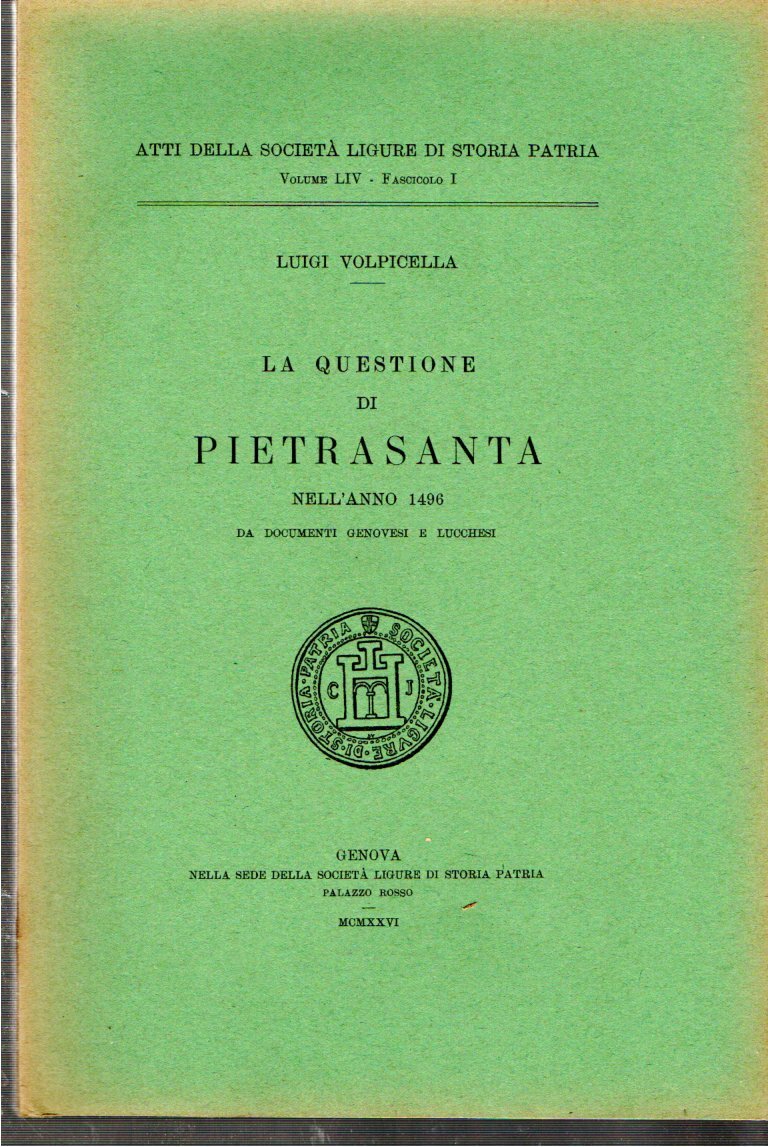 La questione di Pietrasa nell'anno 1496 da documenti genovesi e …