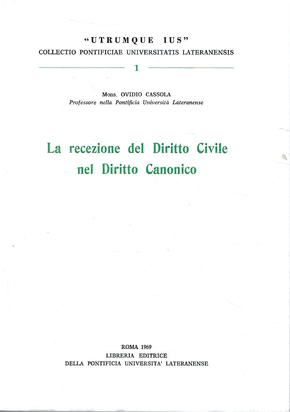 La recezione del Diritto Civile nel Diritto Canonico