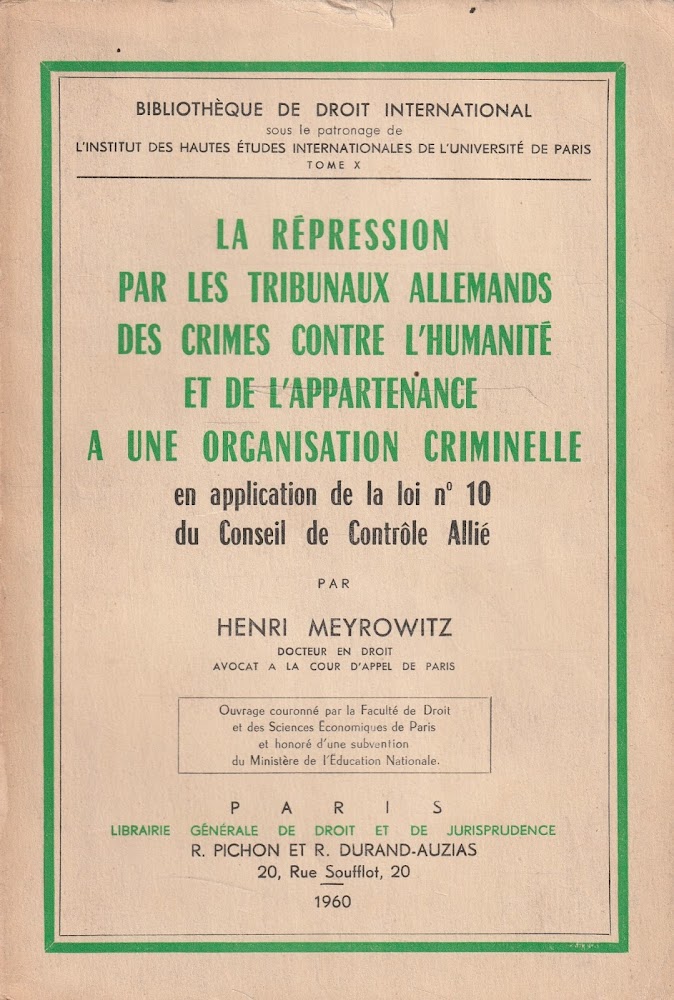 La répression par les tribunaux allemands des crimes contre l'humanité …