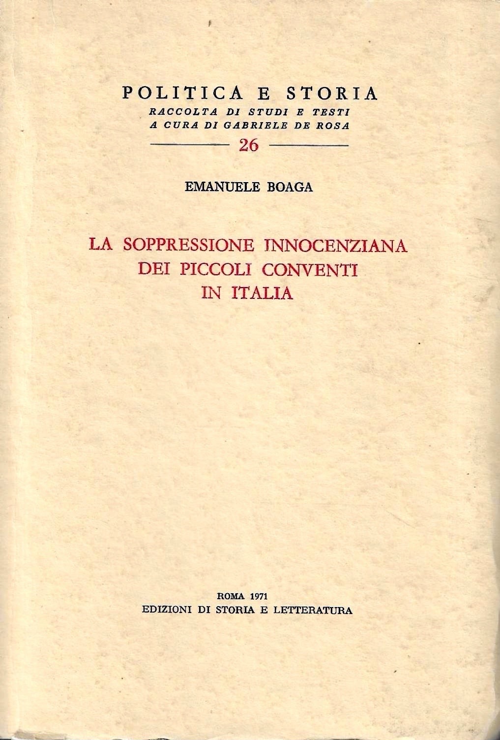 La soppressione innocenziana dei piccoli conventi in Italia