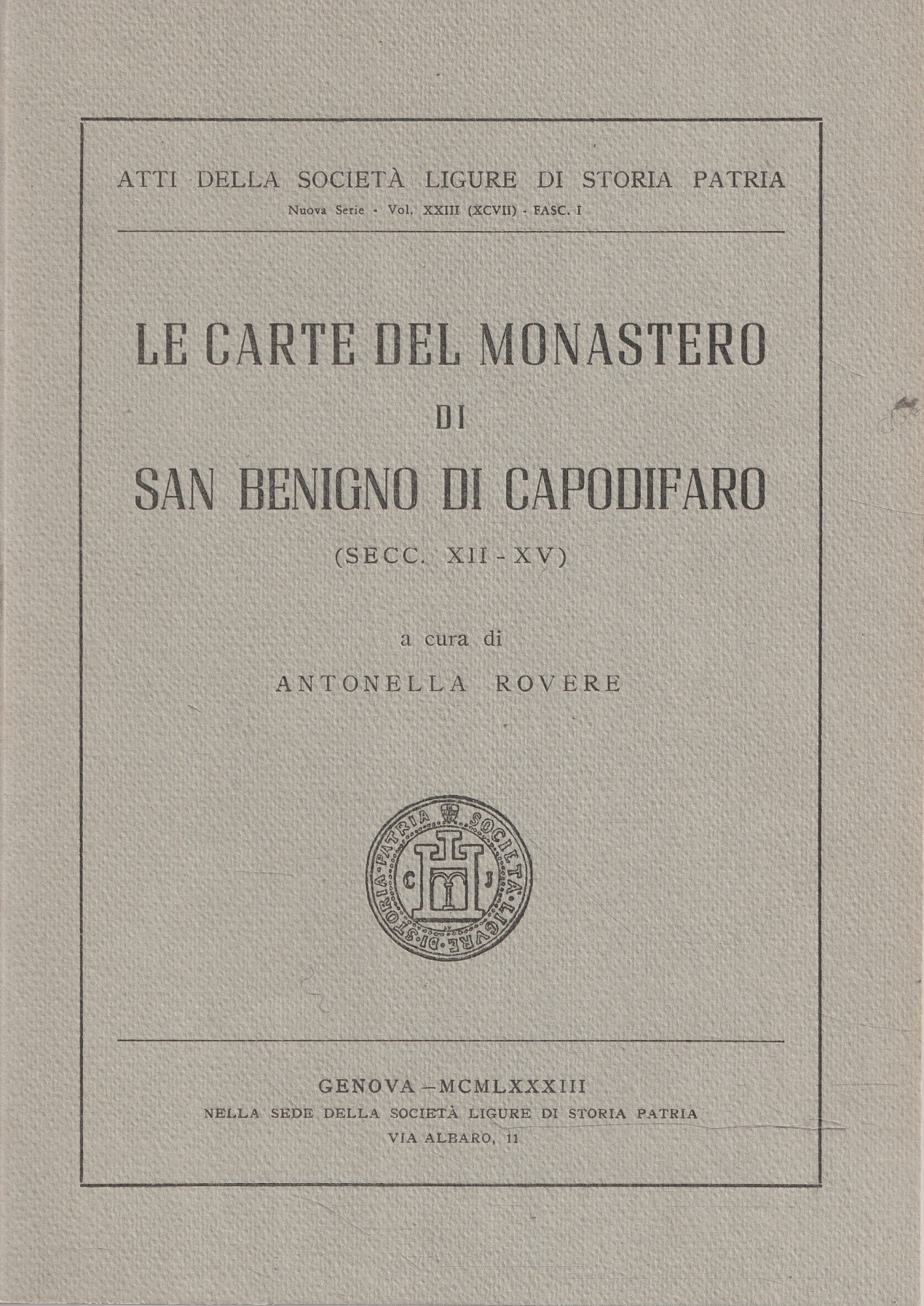 Le carte del monastero di San Benigno di Capodifaro (secc. …