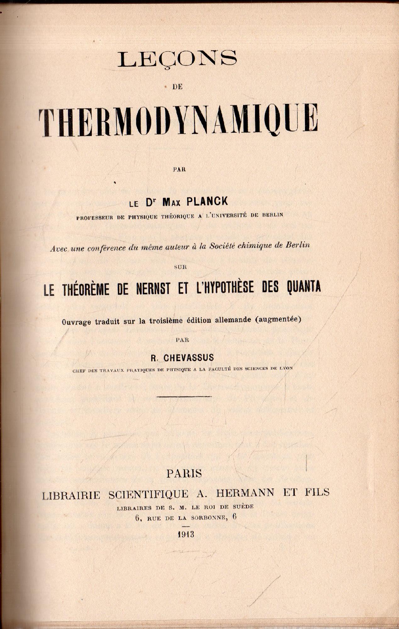 Leçons de Thermodynamique
