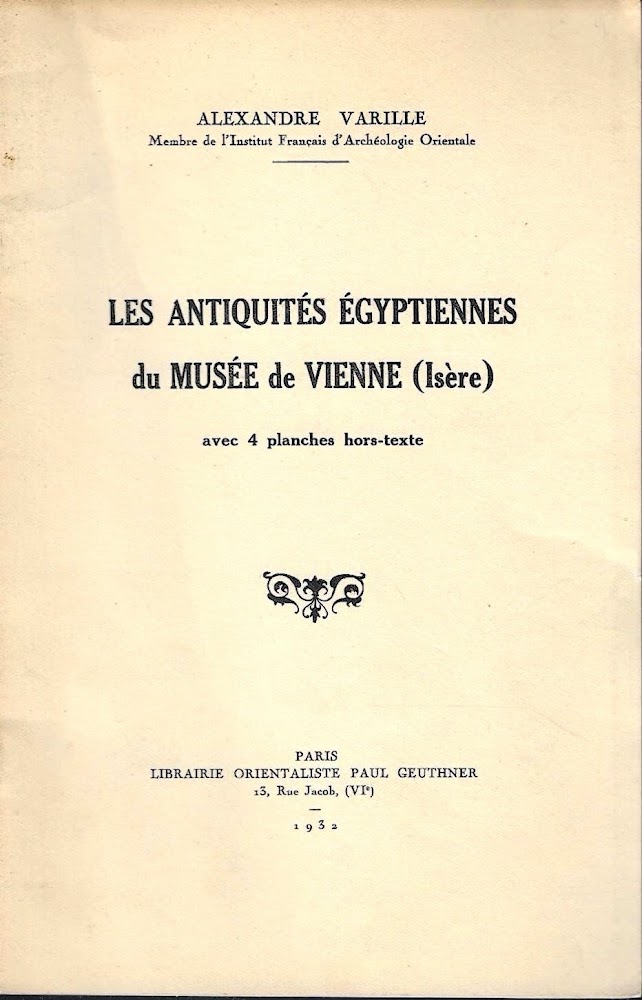 Les Antiquités Egyptiennes du Musée de Vienne (Isère)