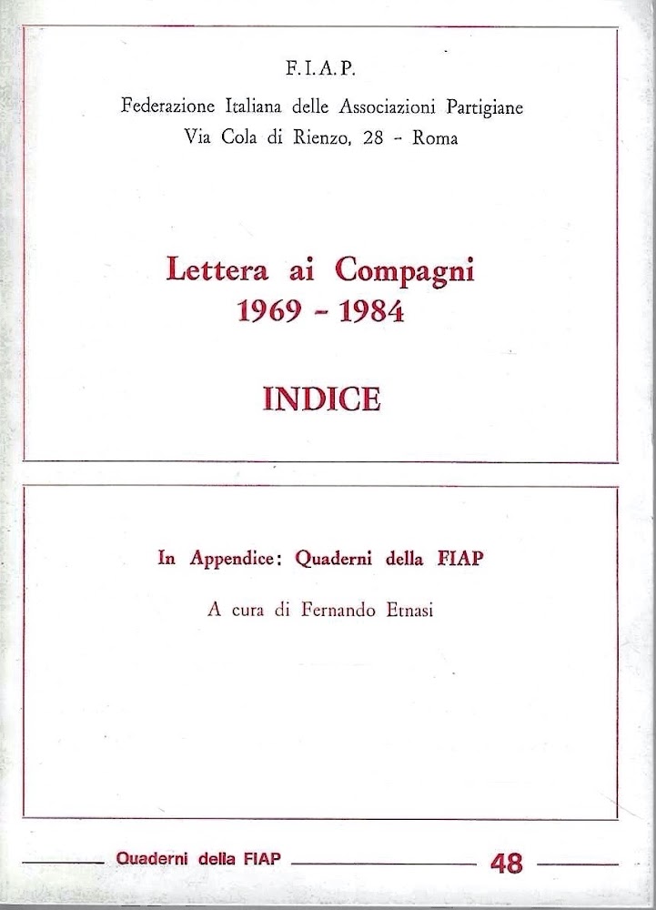 Lettera ai Compagni 1969-1984 - Indice