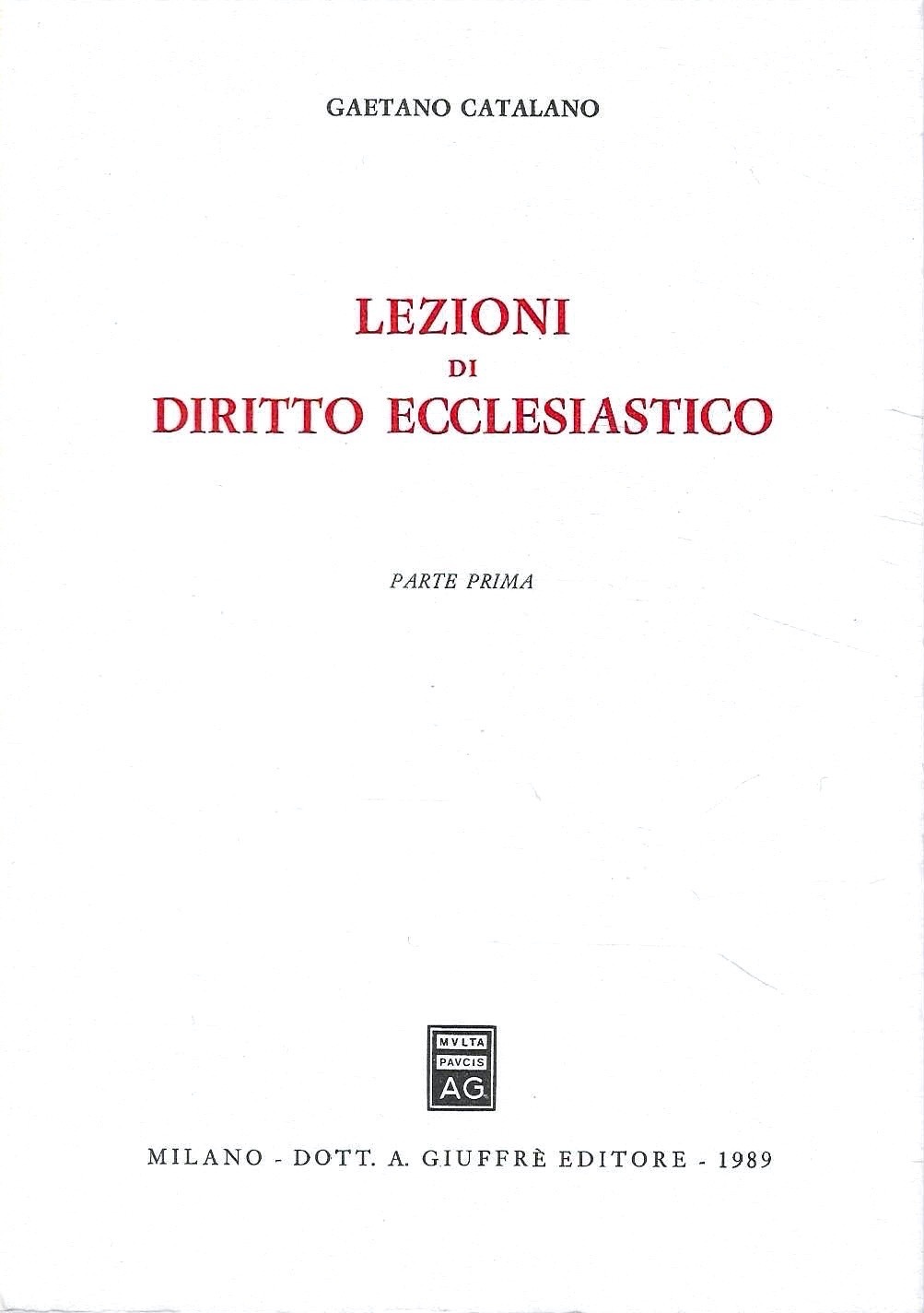 Lezioni di diritto ecclesiastico (Parte prima)