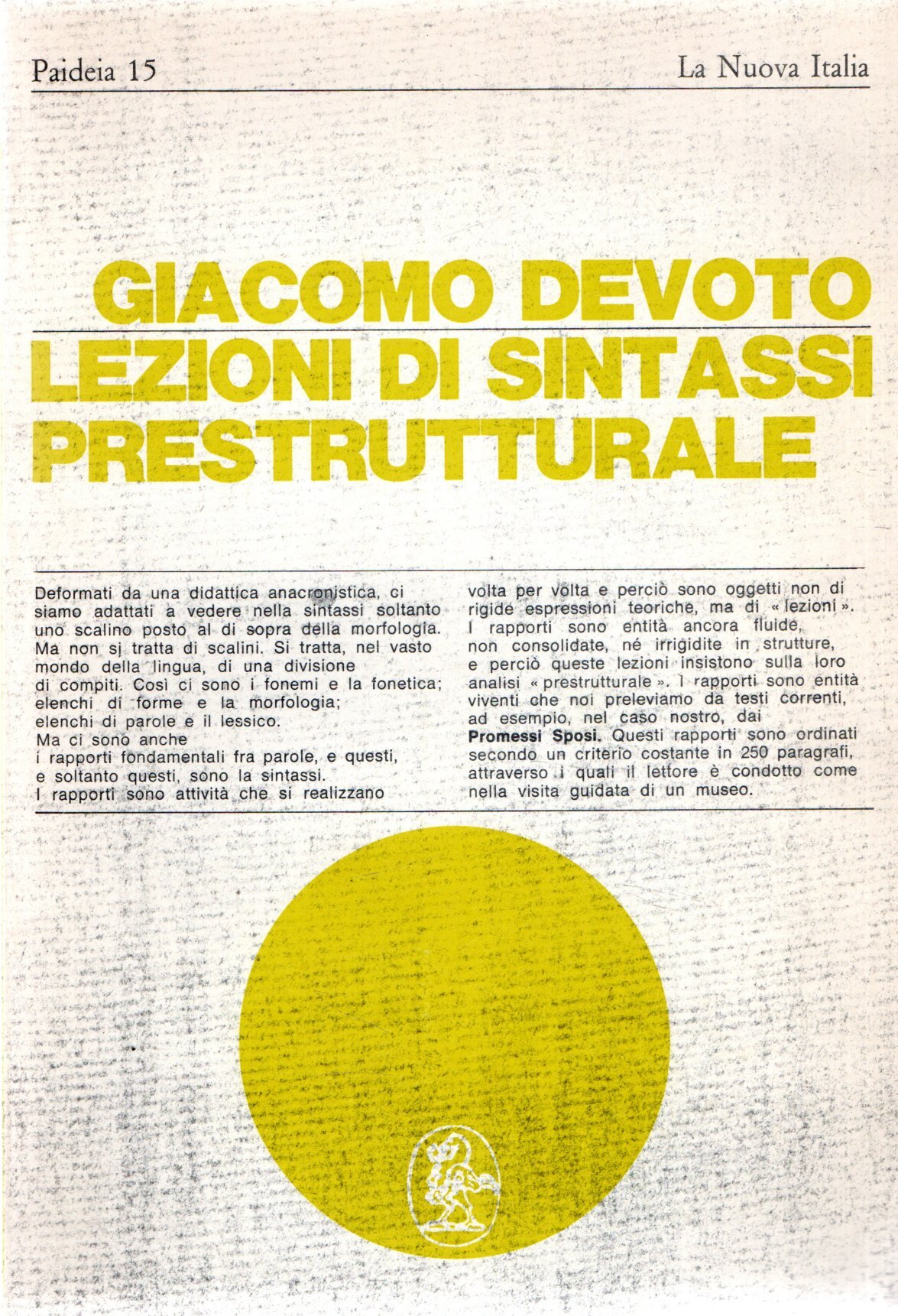 Lezioni di sintassi prestrutturale