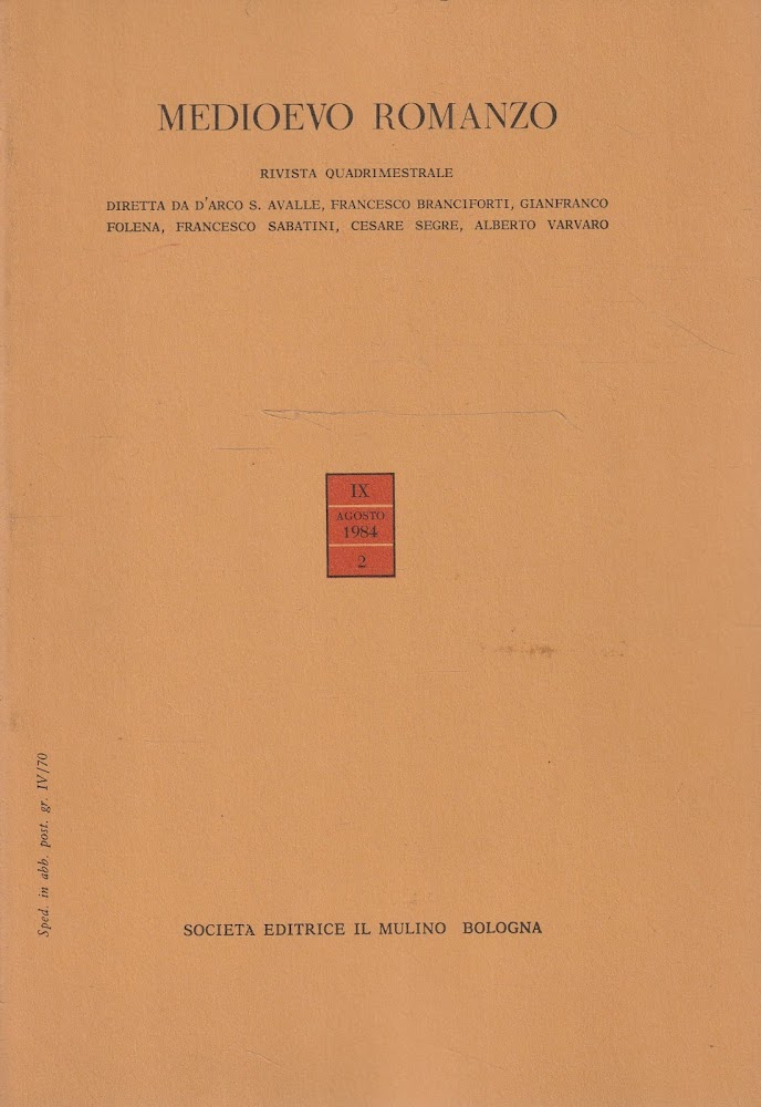 Medioevo Romanzo. Rivista quadrimestrale - Anno IX-1984-numero 2