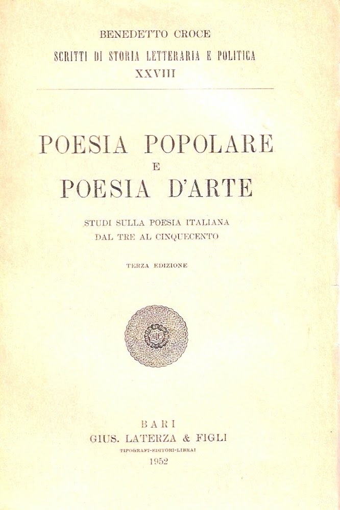 Poesia popolare e poesia d'arte. Studi sulla poesia italiana dal …