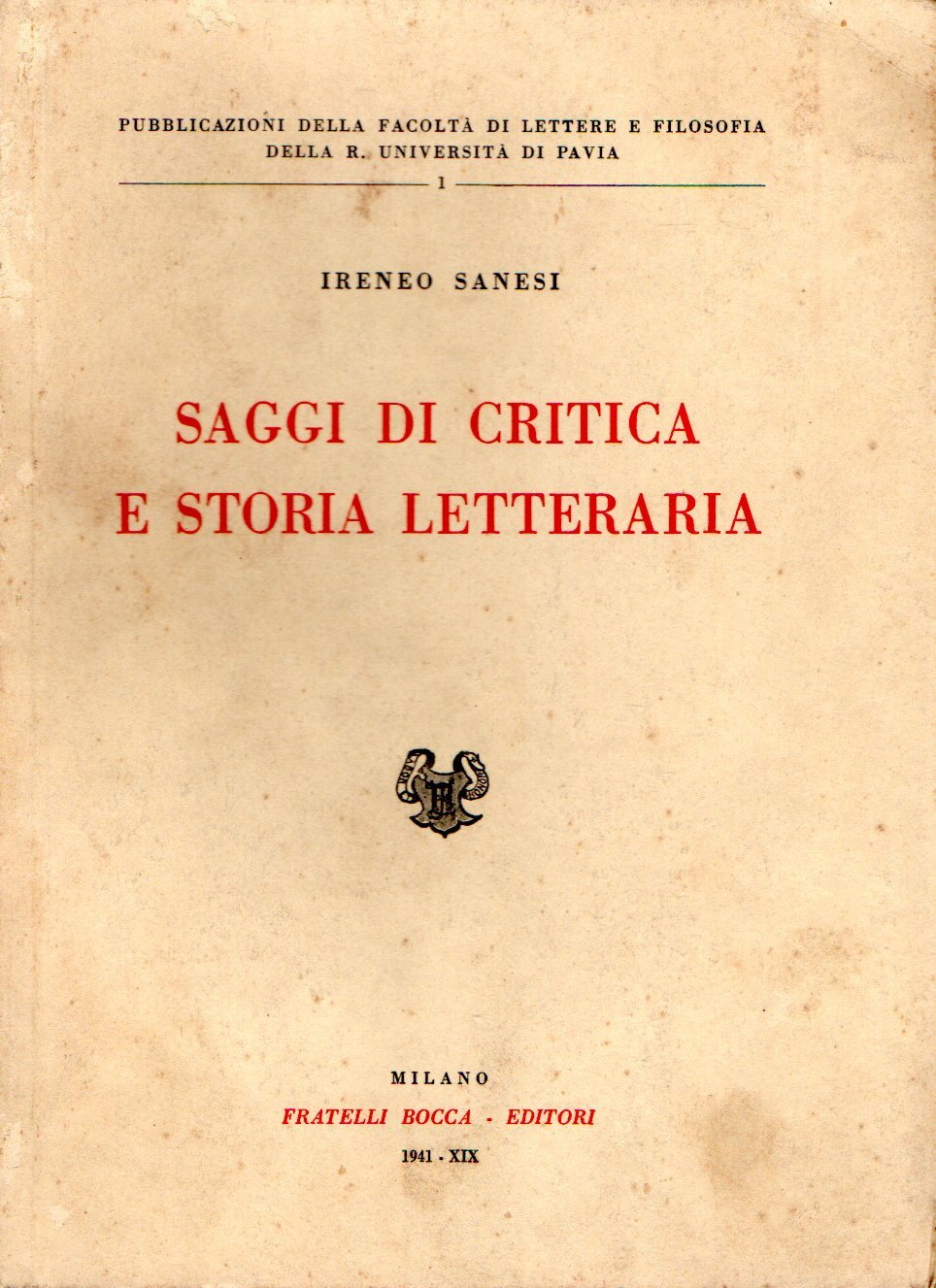 Saggi di critica e storia letteraria
