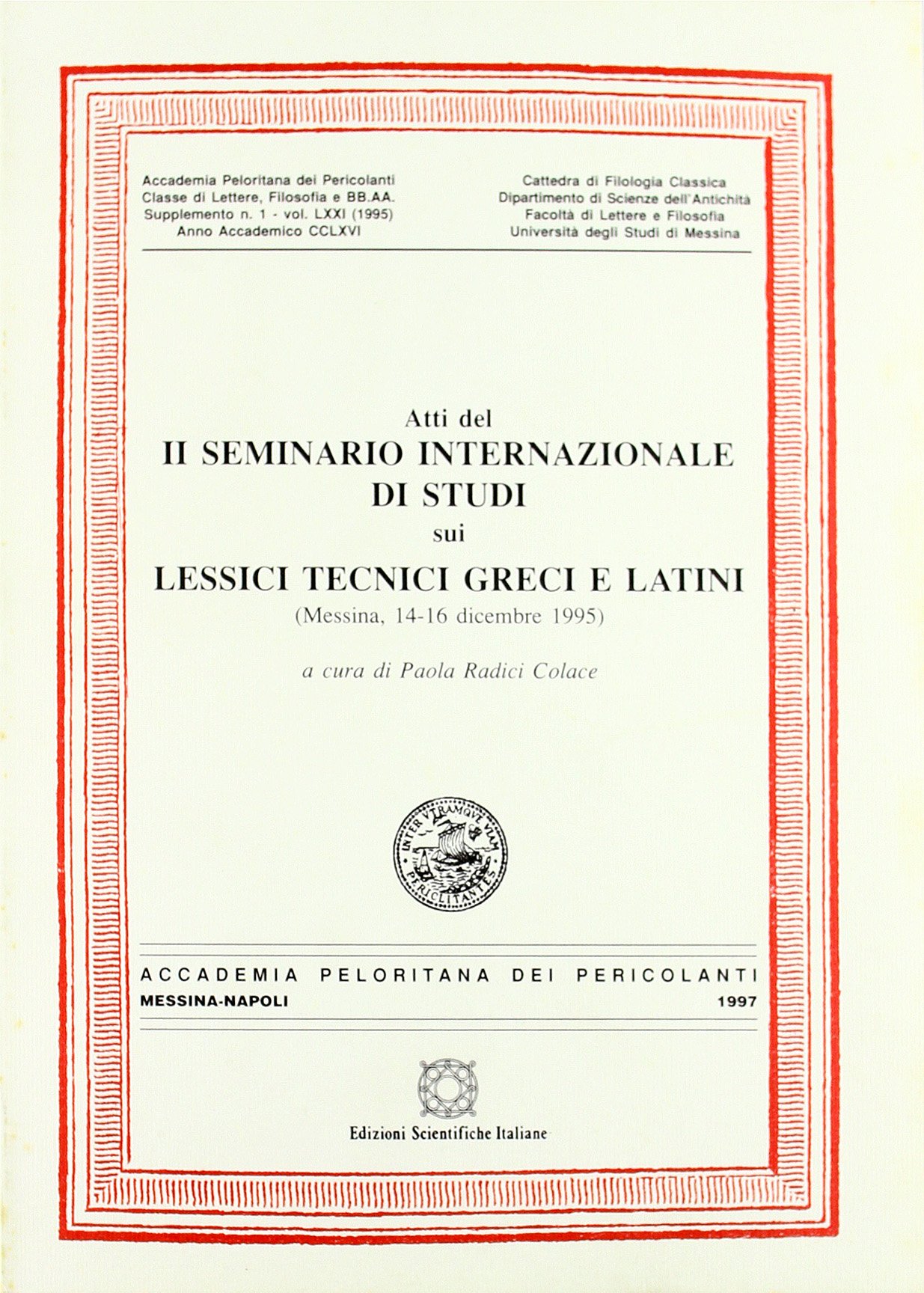 Seminario Int.Le Studi Lessici Tecnici