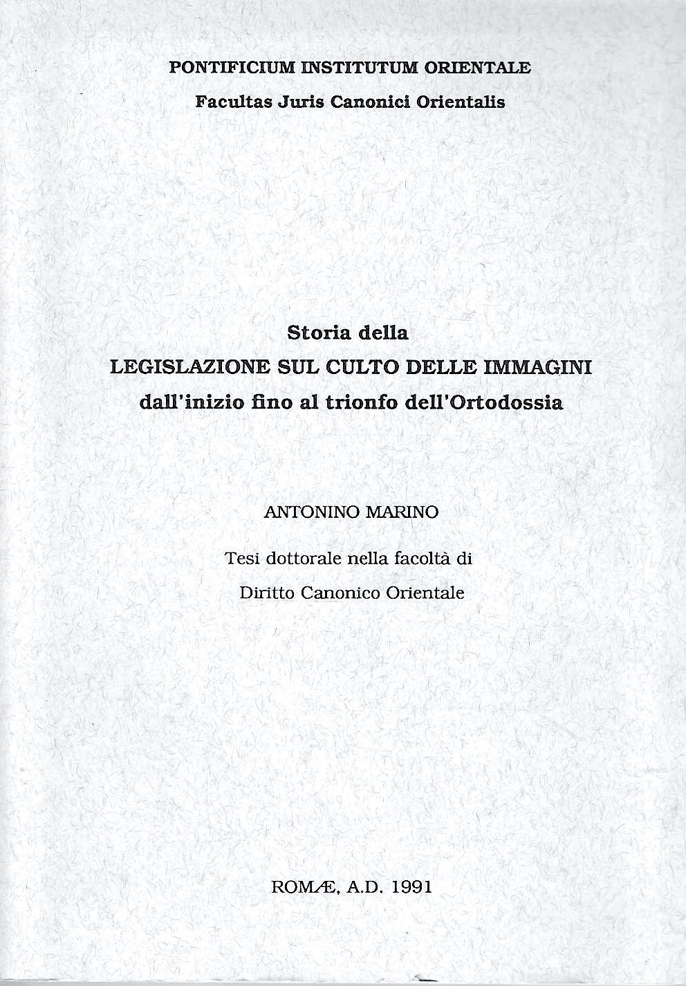 Storia della legislazione sul culto delle immagini dall'inzio fino al …