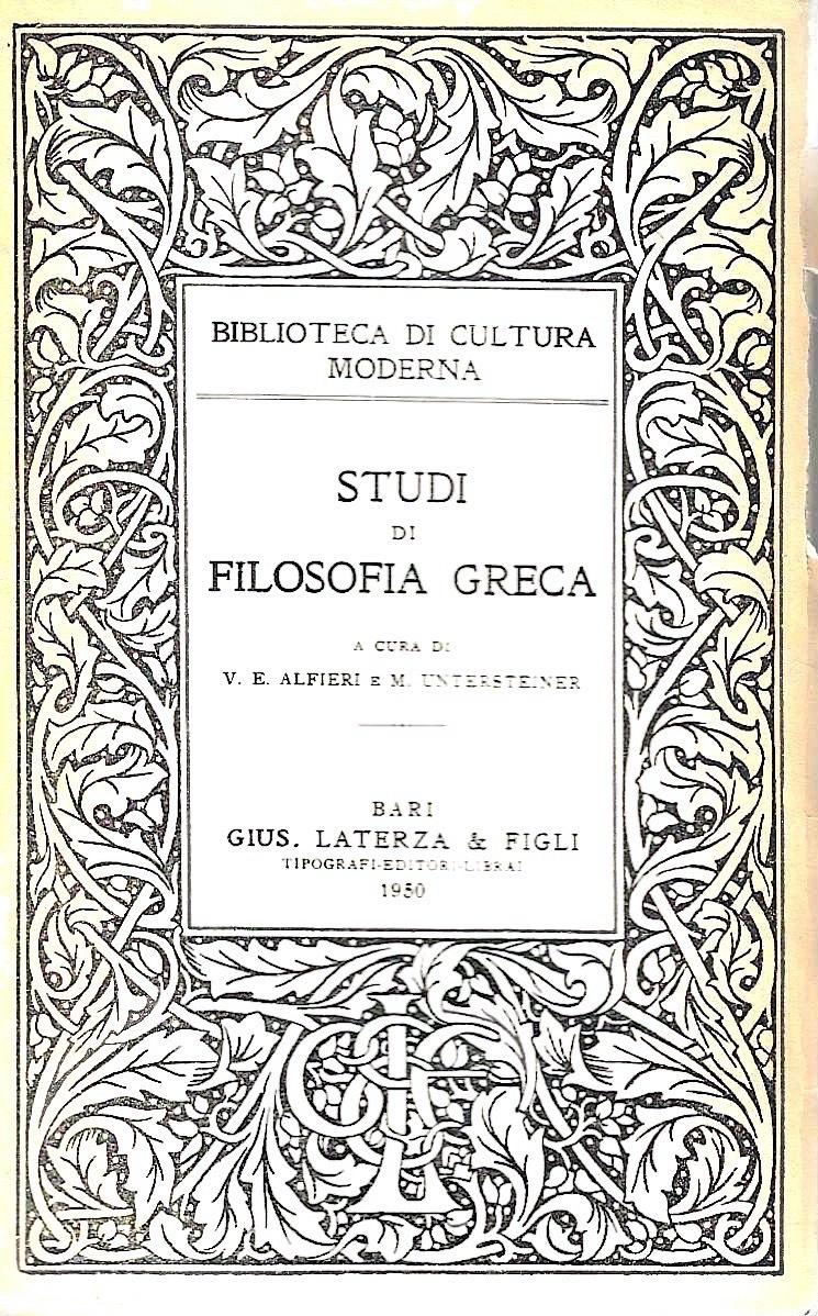 Studi di filosofia greca (Collana "Biblioteca di Cultura Moderna")