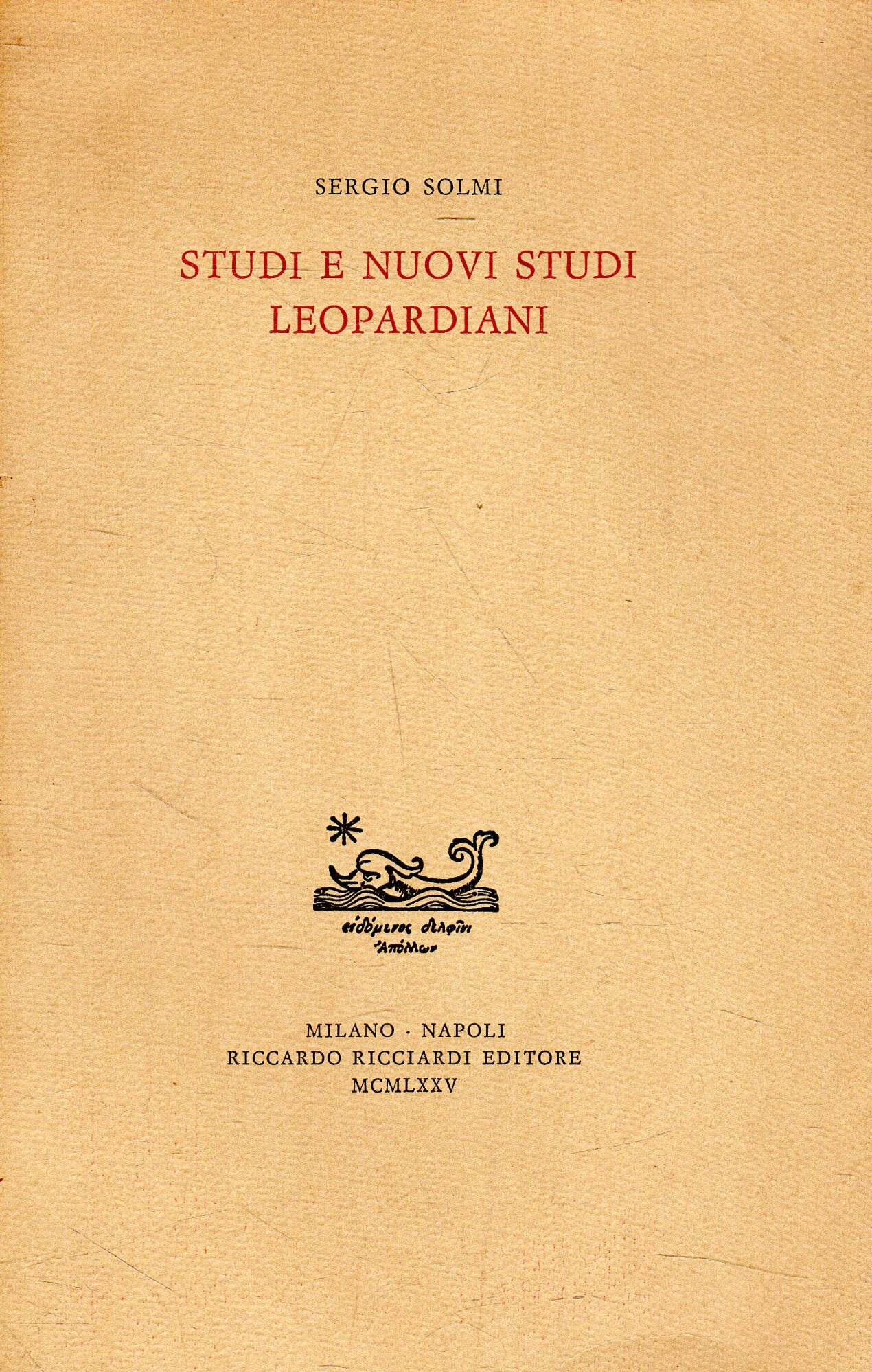 Studi e nuovi studi leopardini